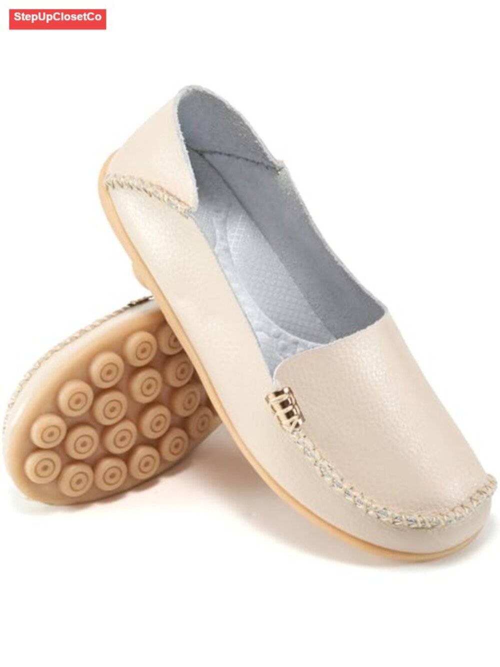 Women's Comfort Slip-On Loafers Flat Shoes Round Toe Faux Leather Casual